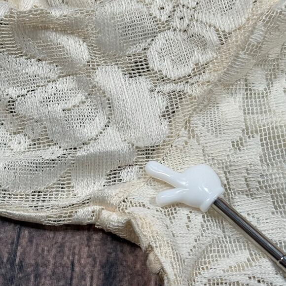 Cider Cream Floral Lace Long Sleeve Crop Top Braided Trim Boho XL - Picture 7 of 11